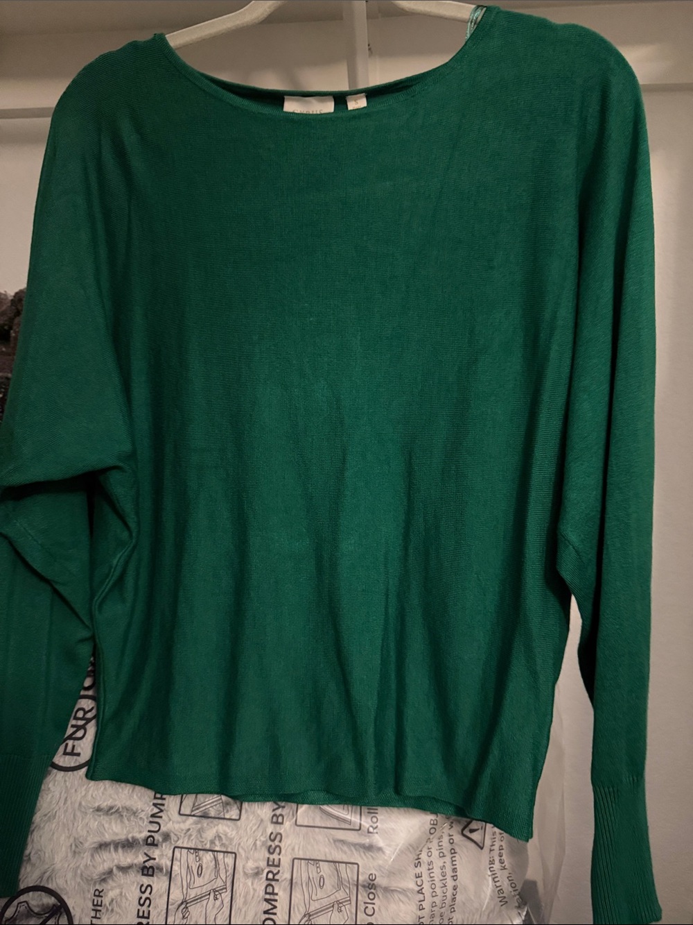Cyrus Emerald Green Long Sleeve Crewneck Top